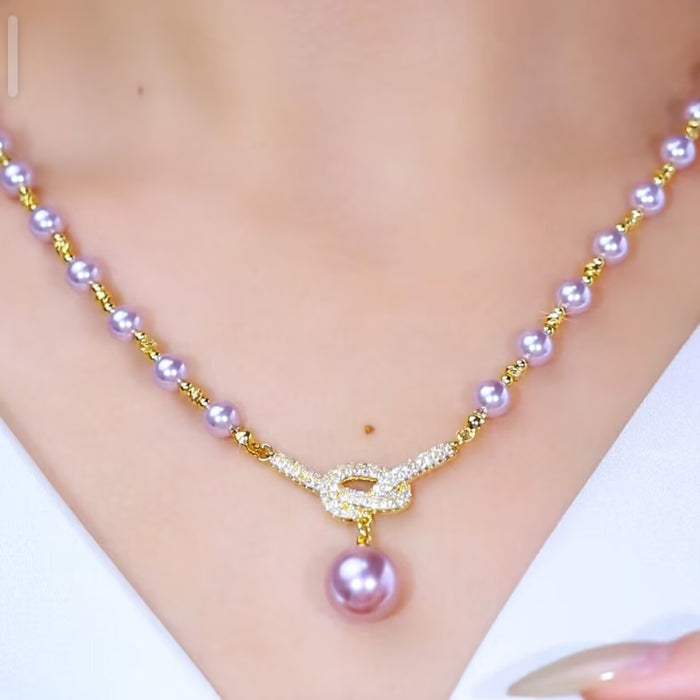 Wholesale Purple full diamond bead necklace
