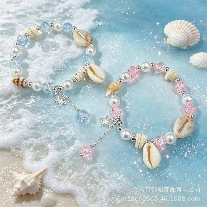 Wholesale Seaside Vacation Starfish Beaded Bracelet Glass Glazed Jewelry Gift