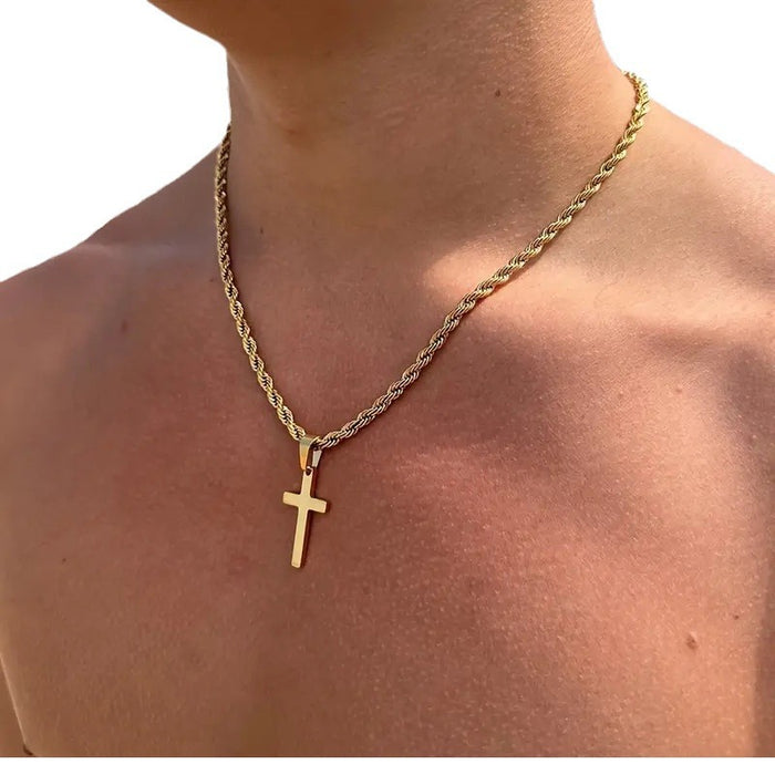 Wholesale Twist Chain Hip Hop Trendy Chain Chain Cross Pendant Men's Necklace