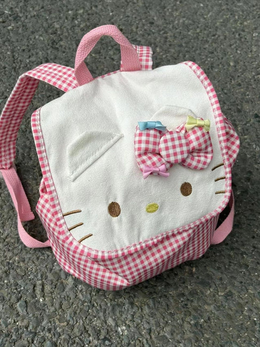 Wholesale Pink plaid backpack sweet large capacity commuter schoolbag