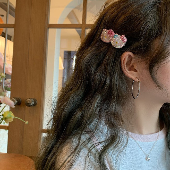 Wholesale Full Diamond Cat Cute Hair Clips for Girl