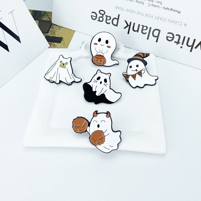 Wholesale Ghost Pumpkin Brooch Pin Zinc Alloy Cartoon Badge Party Fashion Accessory Gift MOQ≥2