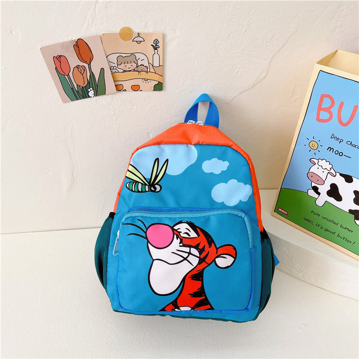 Wholesale Children' s cartoon pattern color-blocked Oxford cloth backpack