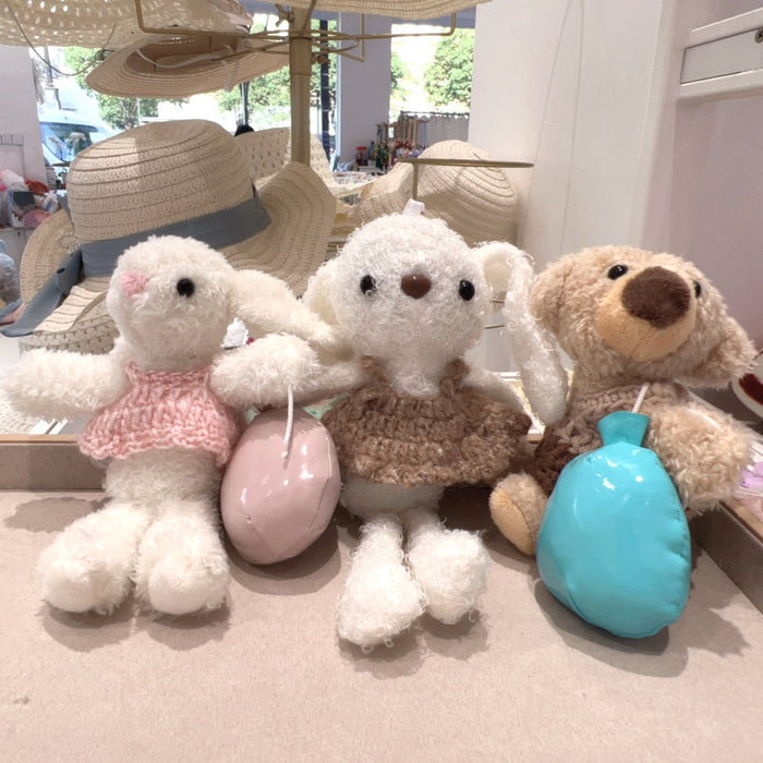 Wholesale Plush balloon teddy bear keychain bag pendant cute cartoon children's toys handmade accessories
