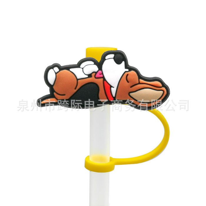 Wholesale 10pcs Silicone Cartoon Puppy Straw Cover JDC-SCR-KuaJ007