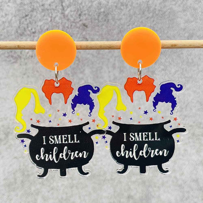 Wholesale English Letters Acrylic Halloween Earrings JDC-ES-Susheng007