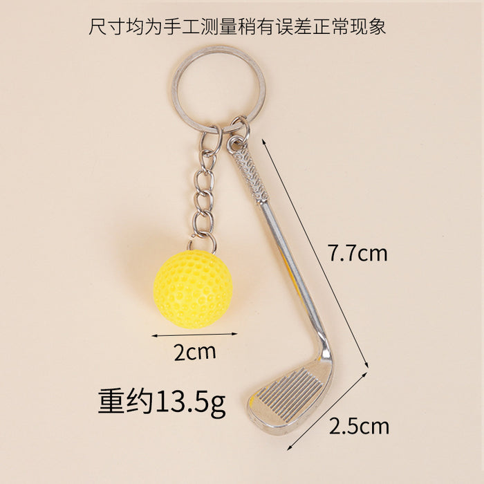 Wholesale Metal Golf Ball And Club Keychain Bag Charm Stylish Couple Gift Car Key Accessory MOQ≥2
