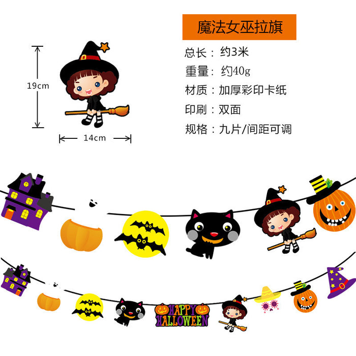 Wholesale  Flag Pendant Pumpkin Paper Flower Party Supplies Scene Layout  Decoration Triangle