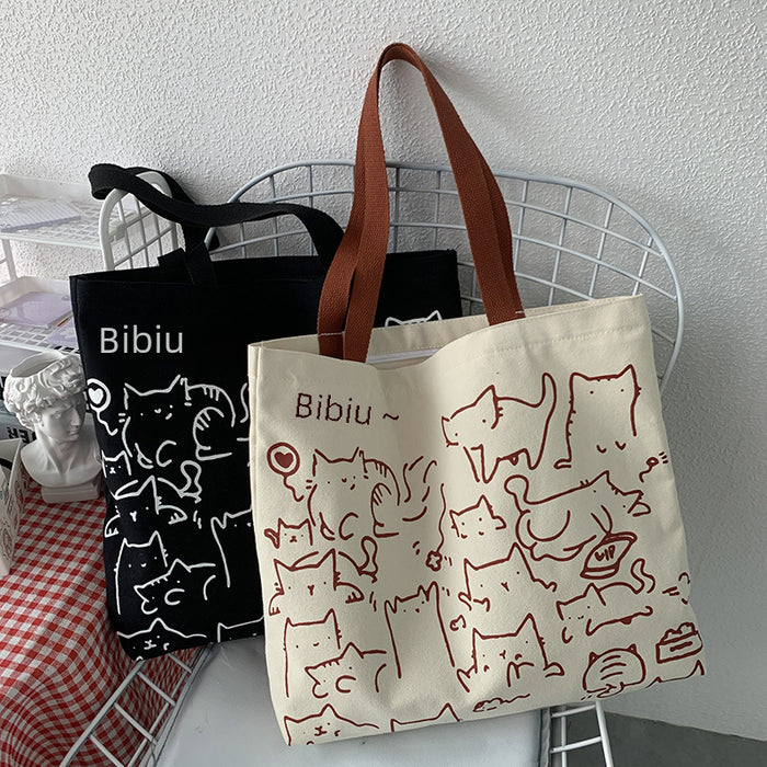 Wholesale Hand drawn shoulder bag, backpack, artistic retro style, large capacity canvas bag