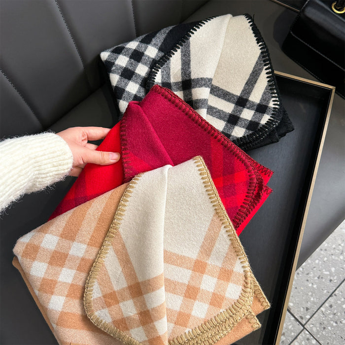 Wholesale Scarf Square Winter Scarf Line Double-sided Two-color Shawl Scarf