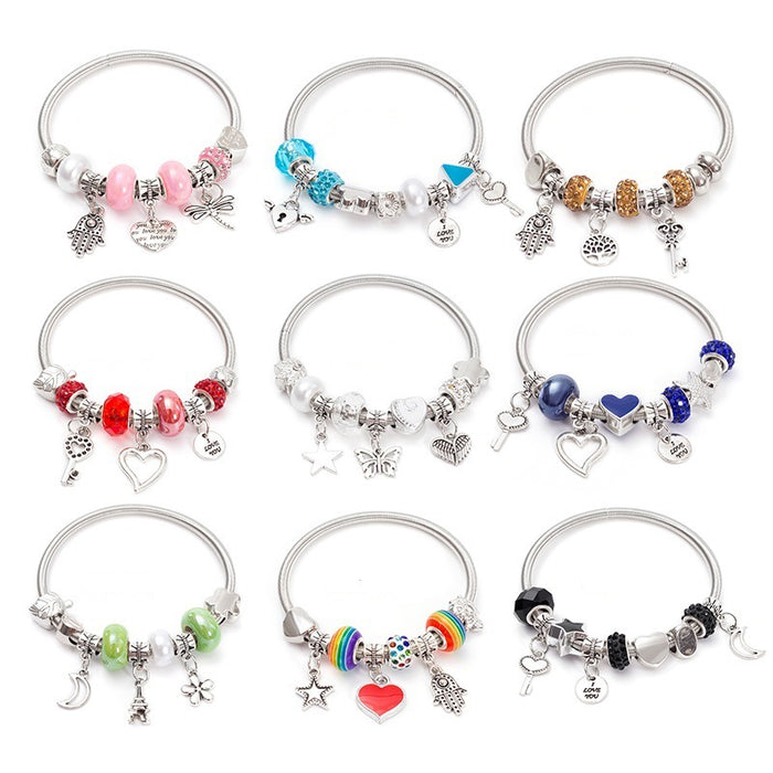 Wholesale Fashionable and minimalist heart pendant bracelet, versatile temperament, colorful accessories, niche, light luxury, retro bracelet