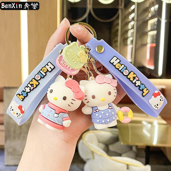 Wholesale Cartoon  silicone doll keychain car pendant  couple bag doll machine key pendant