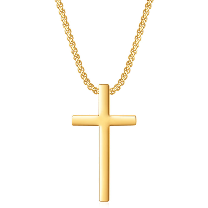 Wholesale Glossy Simple Titanium Steel Cross Pendant Female Personalized Stainless Steel Necklace Wholesale Laser Logo