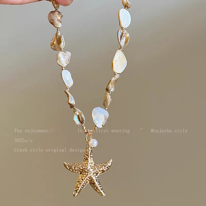 Wholesale Orange Starfish Necklace Colorful beaded Necklace