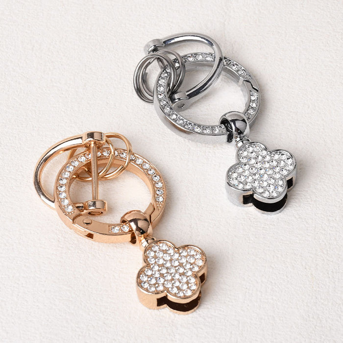 Wholesale Zinc Alloy Four-leaf Clover Diamond Keychain JDC-KC-ZhiC001