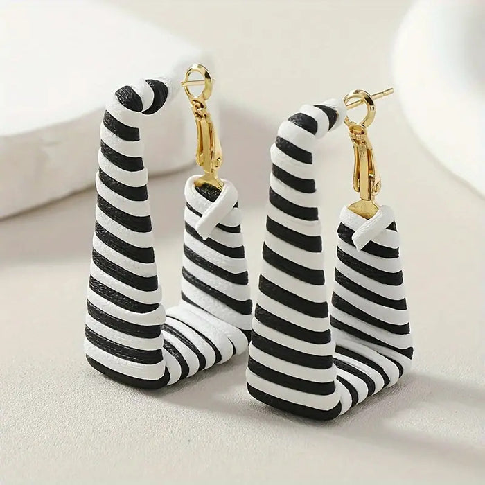 Wholesale Vintage/Black and White/Leopard print/Military green camouflage/Leather hand woven earrings