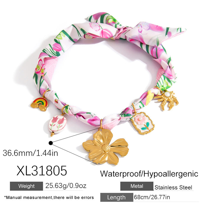 Wholesale Titanium Steel Necklace  Gold Accessible Luxury High-End Sun Flower Silk f Titanium Steel Color-Preserving Clavicle Chain Necklace