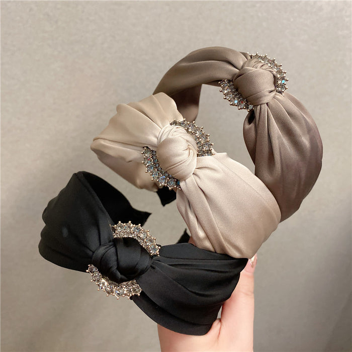 Wholesale Satin Rhinestone Wide Brimmed Headband JDC-HD-HonW002