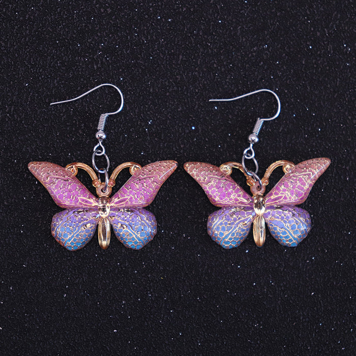 Wholesale Resin Earrings Fun Cute Retro Colorful Butterfly JDC-ES-niqing018