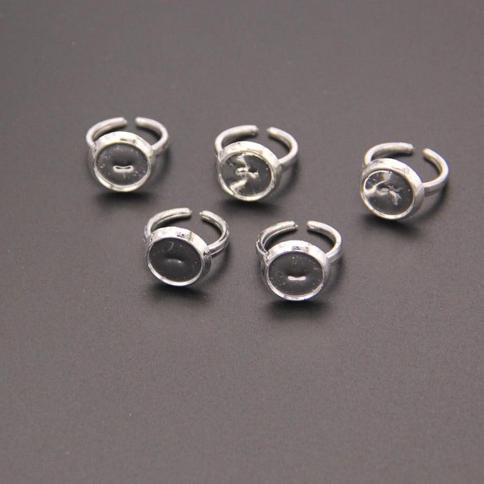 Wholesale 100pcs Drop glue sticker printing children' s ring plastic ring heart-shaped blank acrylic plastic plating silver ring