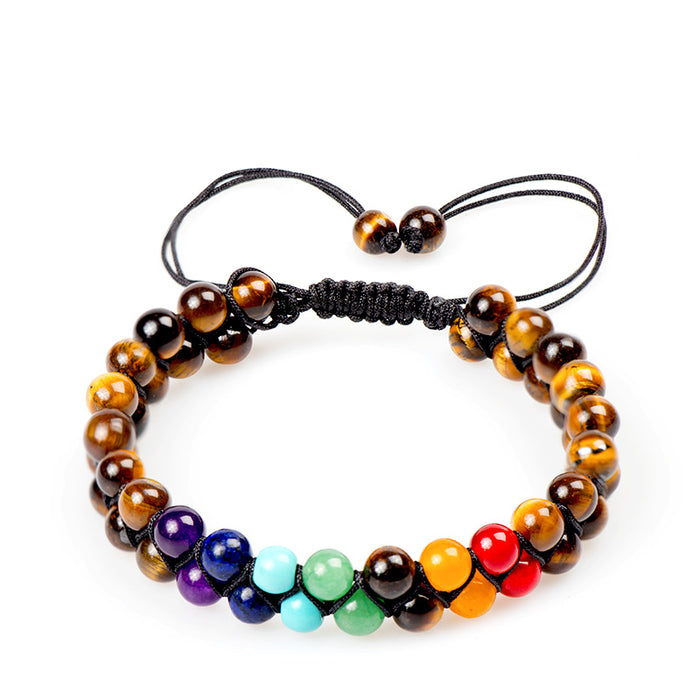 Wholesale Tiger Eye Colorful Frosted Stone Couple Bracelet JDC-BT-NHong018