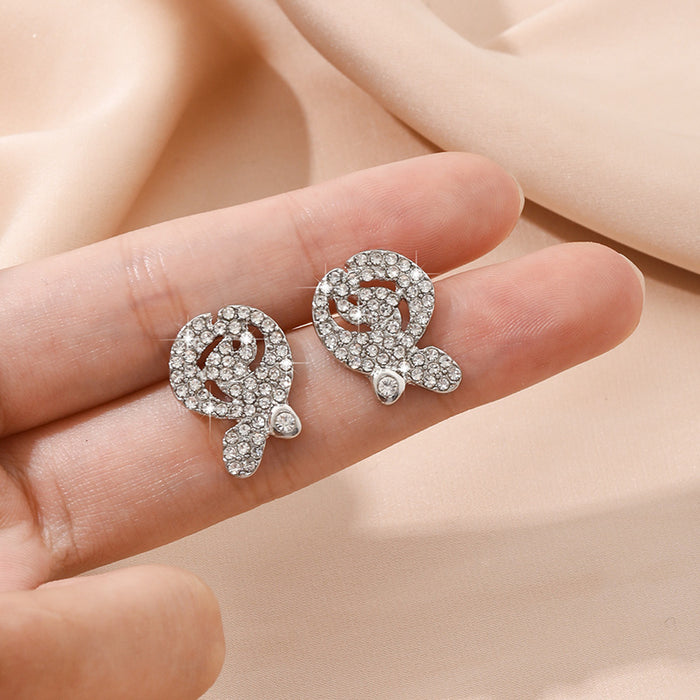Wholesale  Rose Ear Studs  Niche Design Diamond Ear Studs Simple Earrings for Women