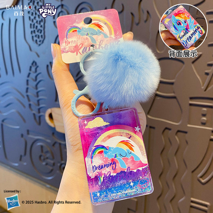 Wholesale Flowing sand acrylic keychain cartoon cute fur ball backpack pendant