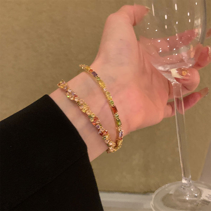 Wholesale Color Dopamine Zircon Bracelet Women's Design Fried Dough Twists Twist Bracelet Bracelet