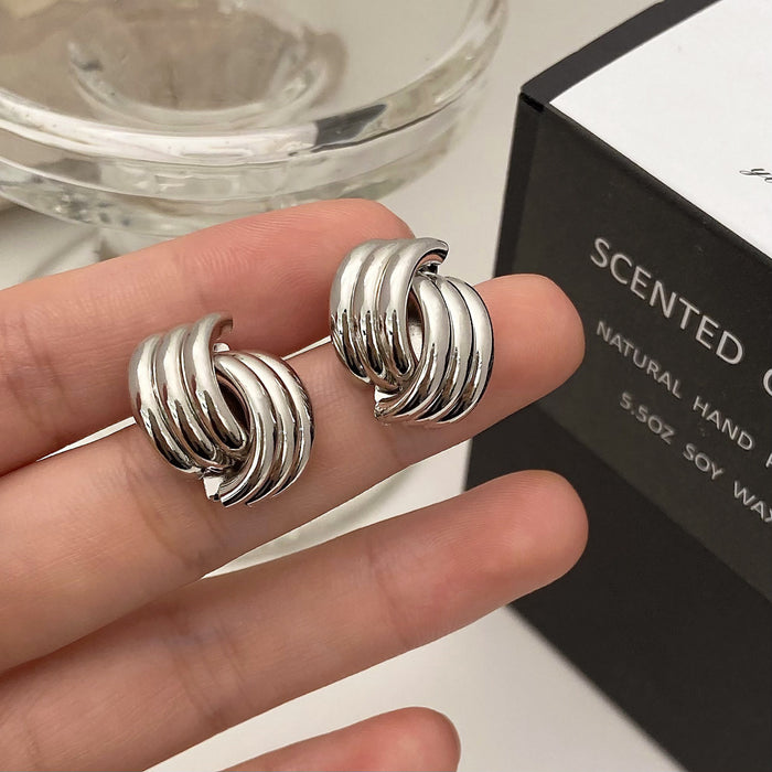 Wholesale Multi-layered geometric heavy teardrop gold plated earrings