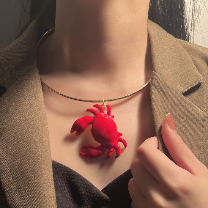 Wholesale alloy red crab pendant collar simple fashion casual women