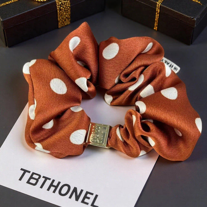Wholesale Stylish Fabric Scrunchie With Polka Dot And English Letter Design Fashion Hair Accessory For Everyday Gift