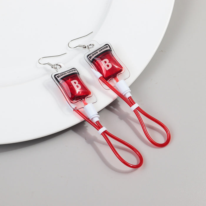 Wholesale Halloween Funny Blood Bag Plastic Earrings JDC-ES-ChouD014