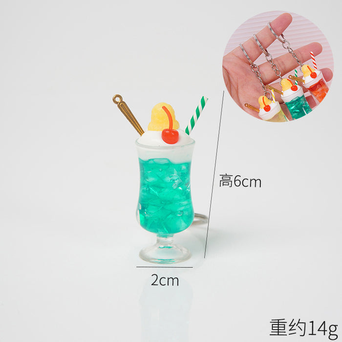 Wholesale Trendy ABS Simulated Fruit Tea Ice Cup Keychain Pendant Decorative Bag Charm Gift MOQ≥5