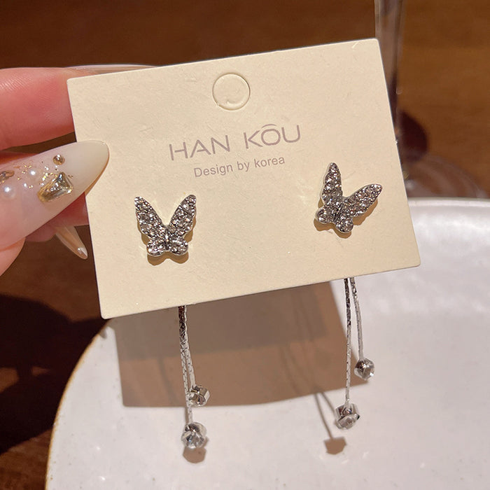 Wholesale Crystal Butterfly Pearl Earrings