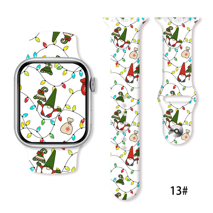 Wholesale Cartoon Christmas Silicone Strap Suitable for Apple Watch Strap JDC-WD-NuoQi005