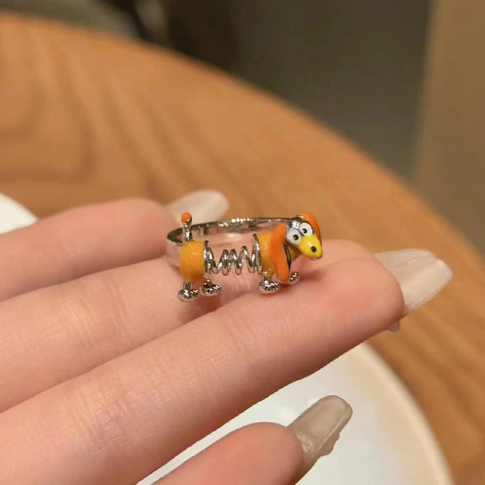 Wholesale Funny and cute spring dog ring, niche design, new versatile open-end ring