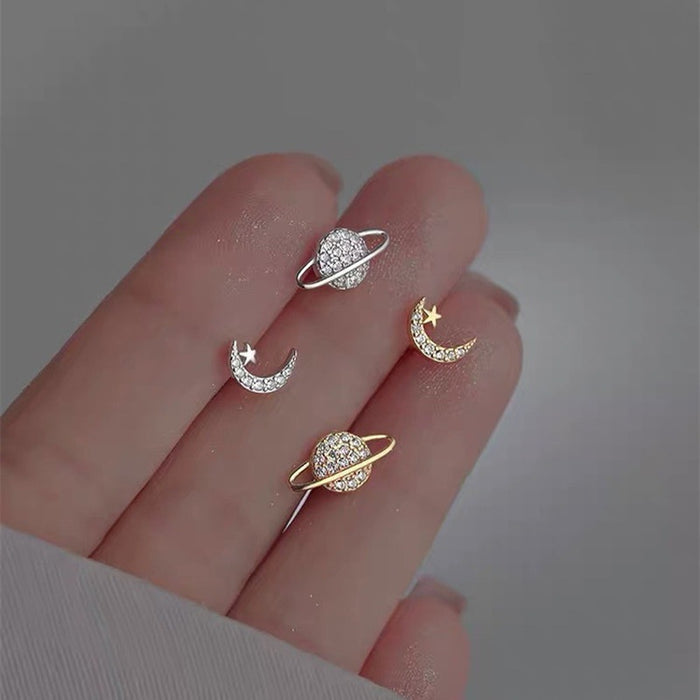 Wholesale Asymmetric zircon earrings with niche design, temperament, personality, exquisite earrings
