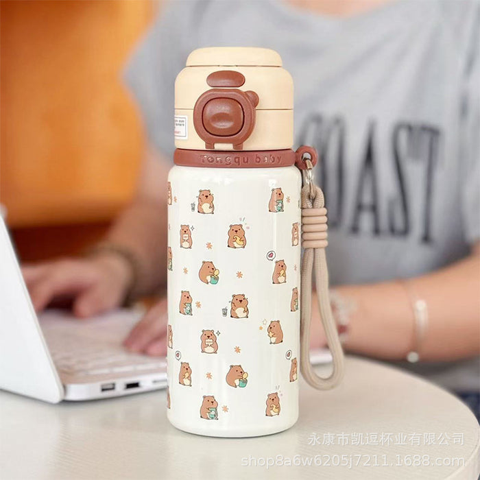 Wholesale Thermos Cup Stainless Steel Double Drinking Cup Cartoon Cute Girls Straw Cup