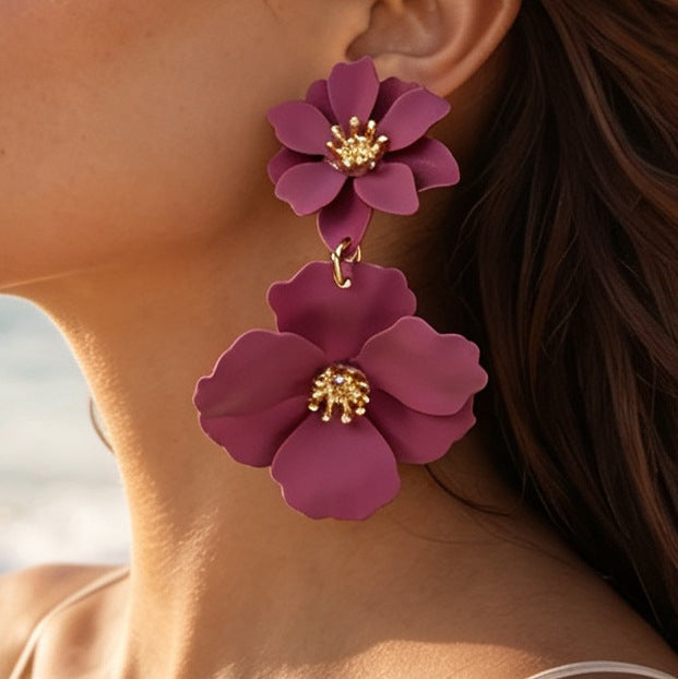 Wholesale Retro Floral Painted Earrings Iron Jewelry Multicolor Gift Boutique Resale MOQ≥5