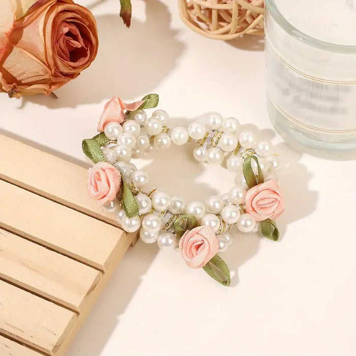 Wholesale Rose Pearl Hair Scrunchies JDC-HS-Zhenr001