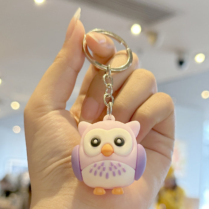 Wholesale  Cartoon  PVC Animal Owl Pendant Car Keychain Bag Pendant