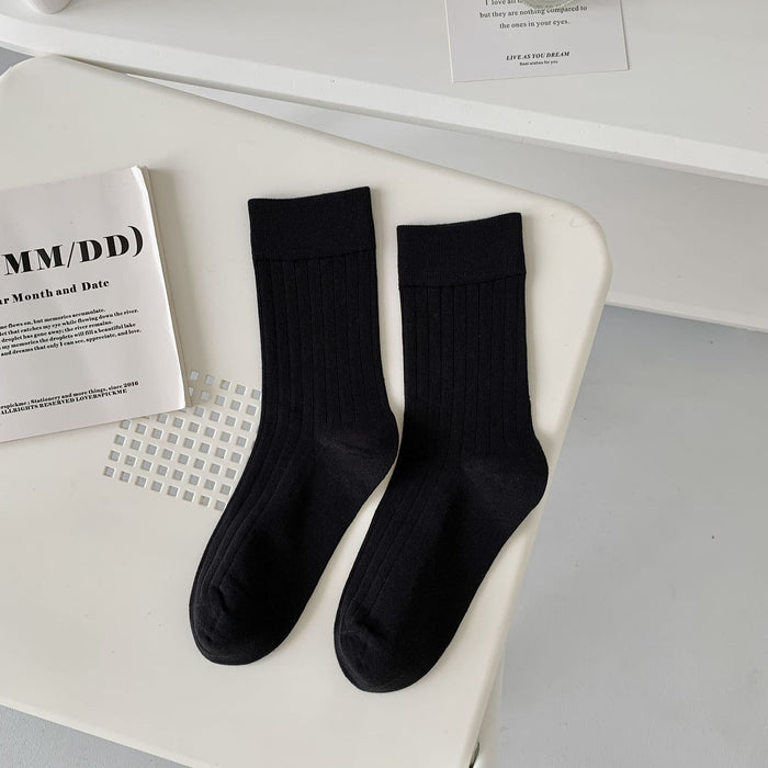 Wholesale Socks with vertical stripes in the middle tube, cotton versatile long tube