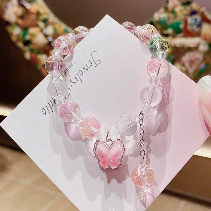Wholesale Glass Butterfly Bracelet Trendy Handmade Fashion Accessory MOQ≥3