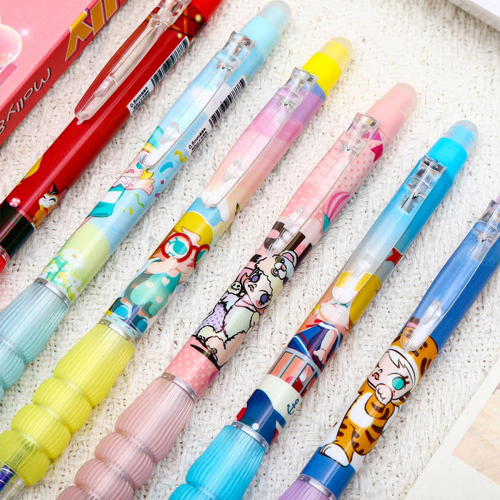 Wholesale 6pcs/box Cartoon Erasable Pen Quick-drying Press Erasable Gel Pen Cute Thermal Erasable Pen