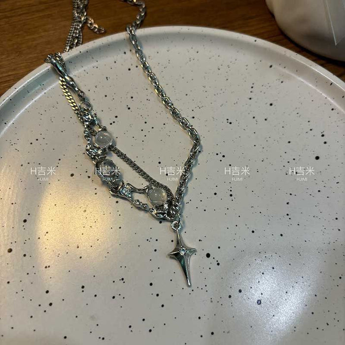 Wholesale Black necklace with butterfly and cross design,  hip-hop style.