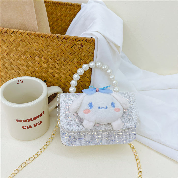 Wholesale PU Sequin Children's Accessories Bag Pearl Portable Shoulder Crossbody Bag JDC-SD-GM004