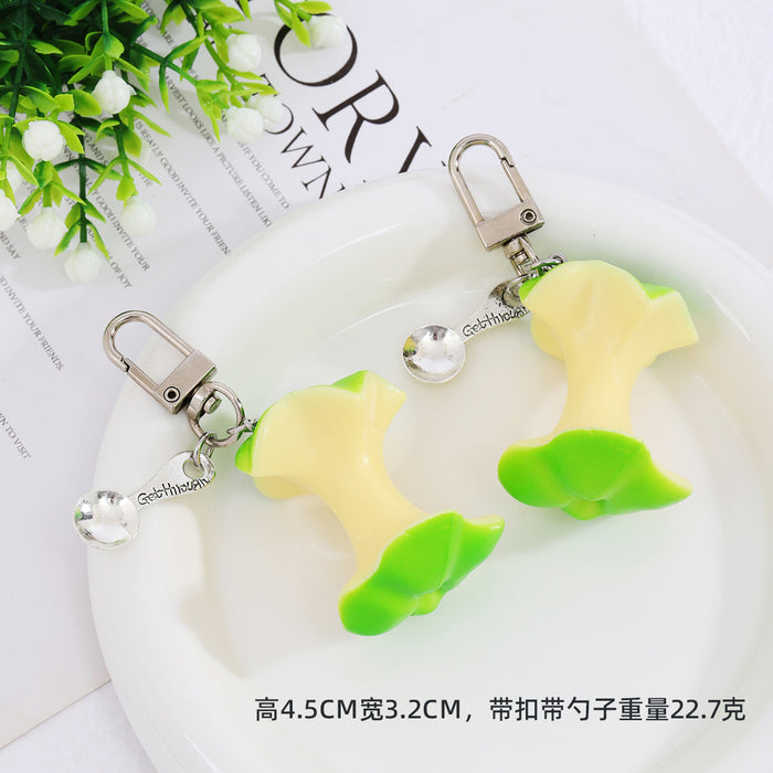 Wholesale Cartoon Cream Strawberry Slice Keychain PVC Food Decor Pendant Bag Charm MOQ≥2