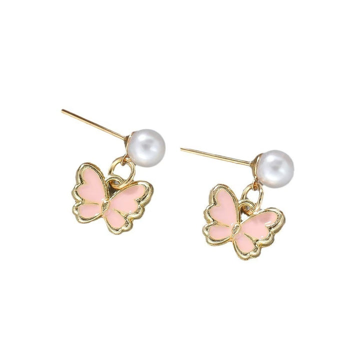 Wholesale Kids Butterfly Animal Jewelry Set Alloy Pearl Earrings Bracelet Necklace
