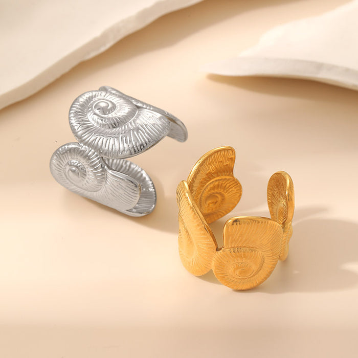 Wholesale Pleated starfish pearl open ring   a luxurious and sophisticated stainless steel bracelet