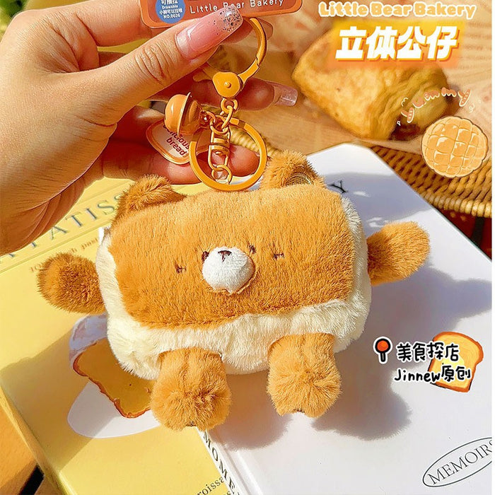 Wholesale Bear Bread House Pull Plush Pendant Keychains